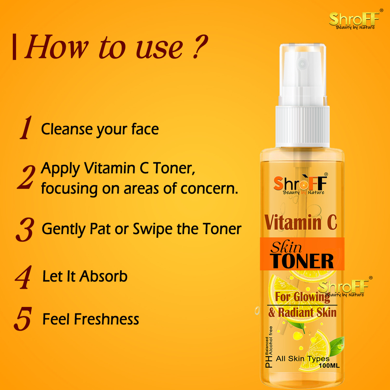 Image of Shroff Vitamin C Complete Skincare Combo - Face Wash, Toner, Serum, Cream & Sunscreen SPF 50 for Brightening