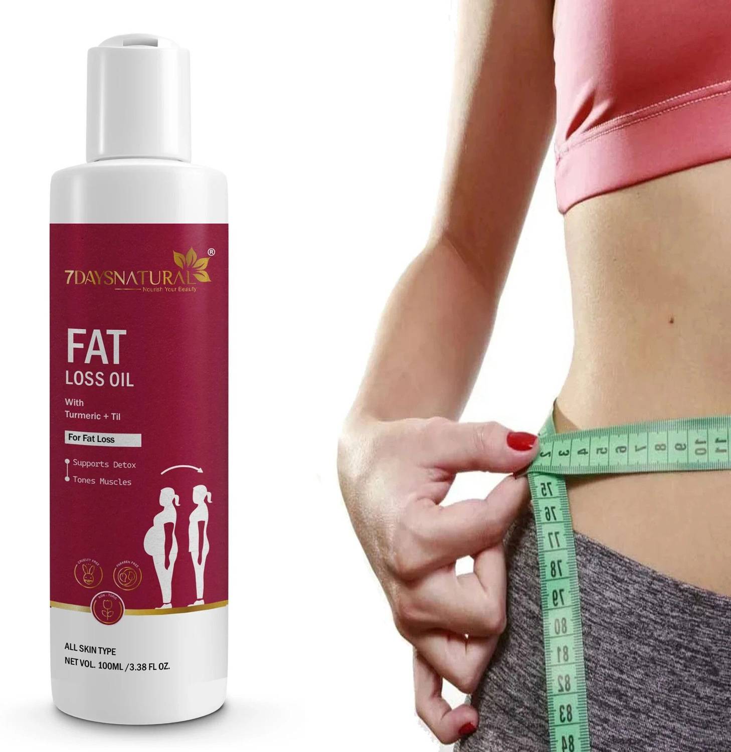7 Days Toner, Fat Burner ,fat go, fat loss, body fitness anti ageing oil Men & Women