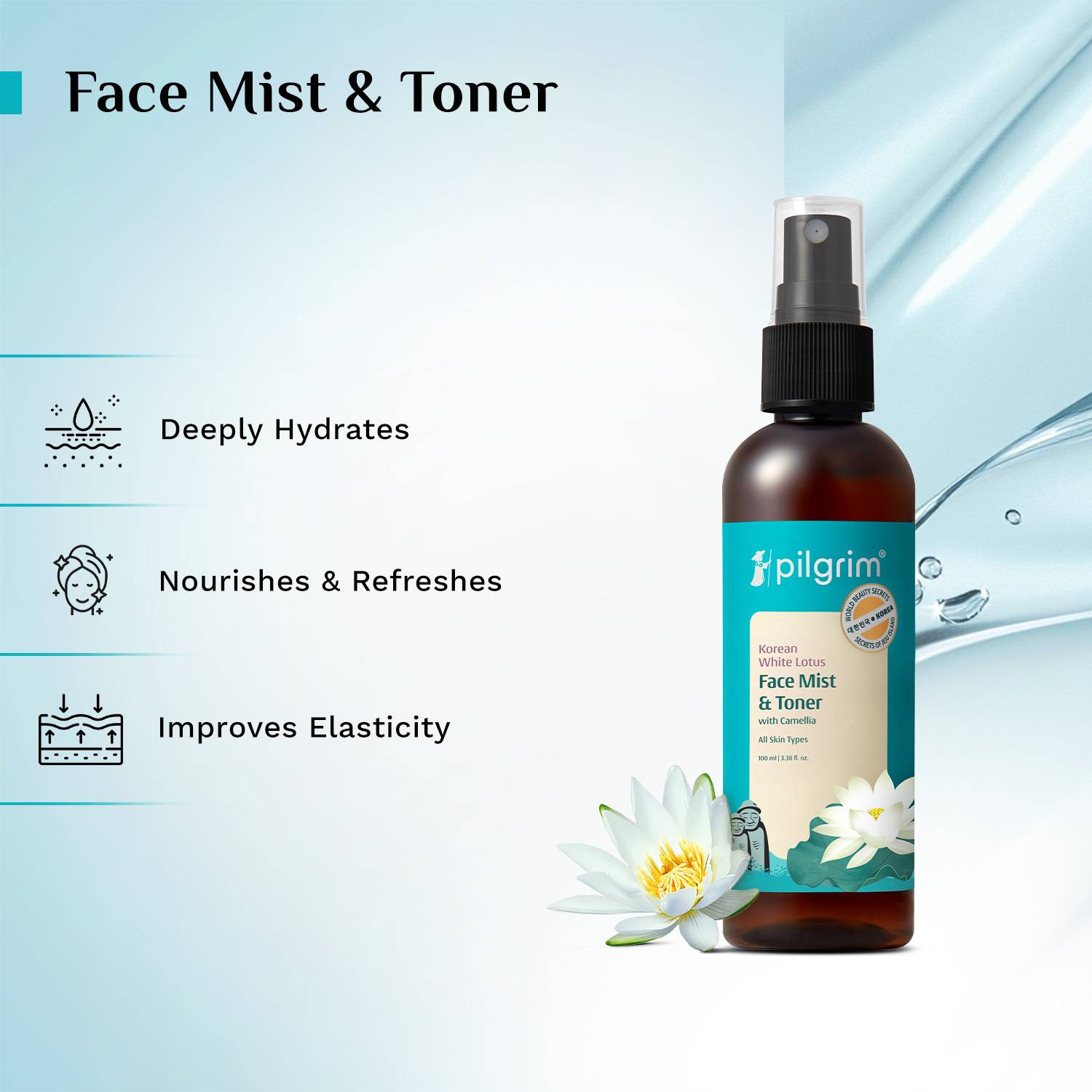 Pilgrim White Lotus Face Mist & Toner 100ml - Image 3