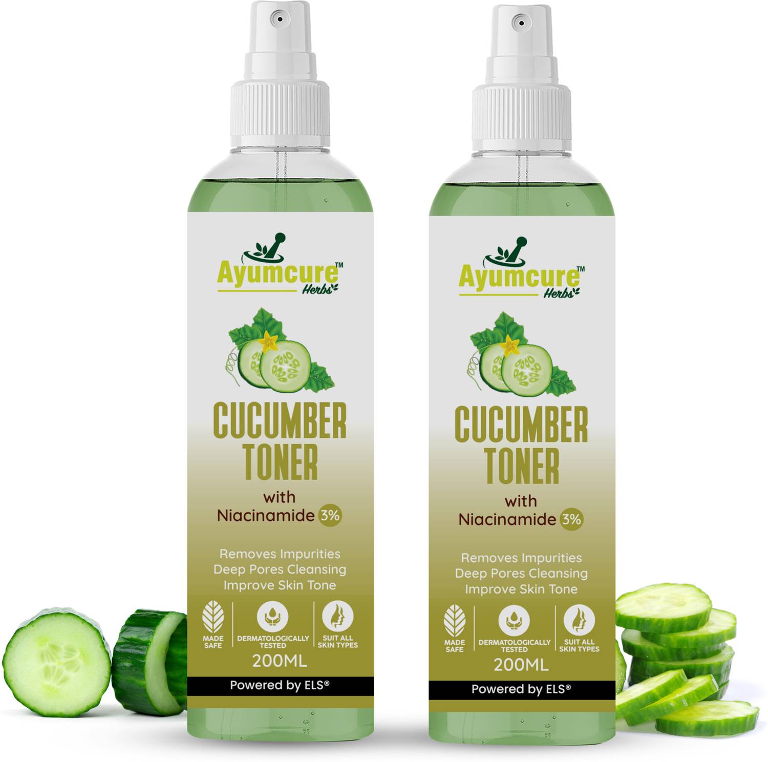 Ayumcure Cucumber & Niacinamide Toner | Pore Tightening, Brightening & Hydrating | Men & Women