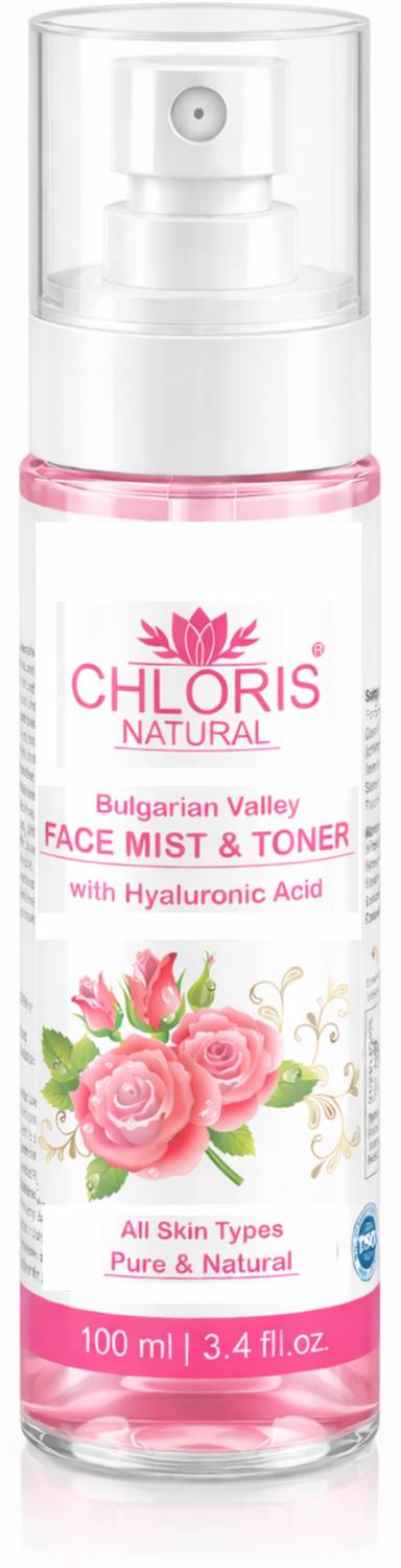 Chloris Natural Rose Mist Face Toner, Dry Skin, Hyaluronic Acid, Hydrating & Pores Tightening Men & Women