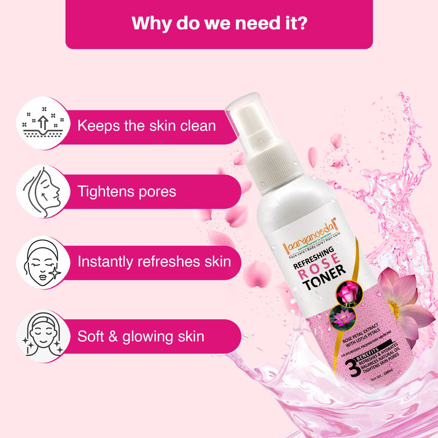 Image of Aaryanveda 24 Carat Gold Bleach Cream 400gm And Rose Face Toner 100ml