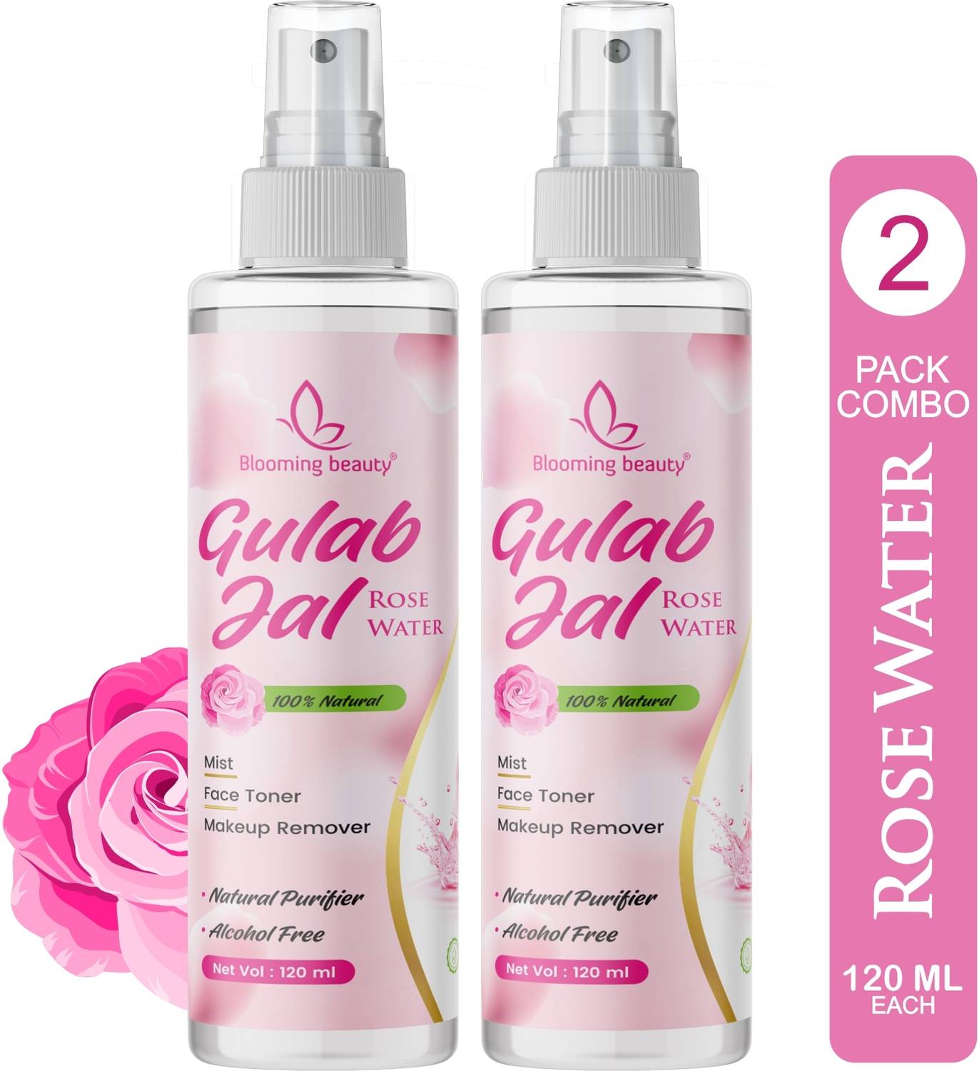 Blooming beauty Rose Water Mist for Hydrated,Glowing Skin- Premium Toner &Cleanser for Soft | Men & Women