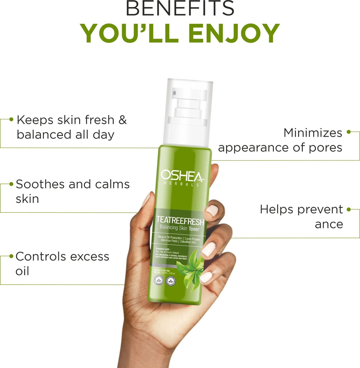 Image of Oshea Herbals Teatree Face Toner Controls Oil, Hydrates & Minimises Pores Men & Women