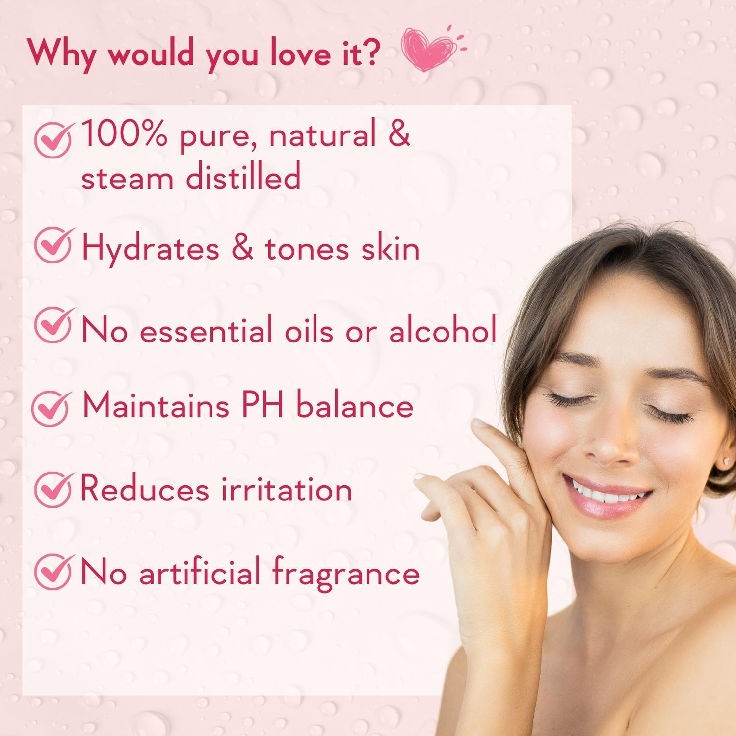 Image of WishCare Pure & Natural Kannauj Rose Water For Skin Face & Hair - Rose Water Spray Toner Men & Women