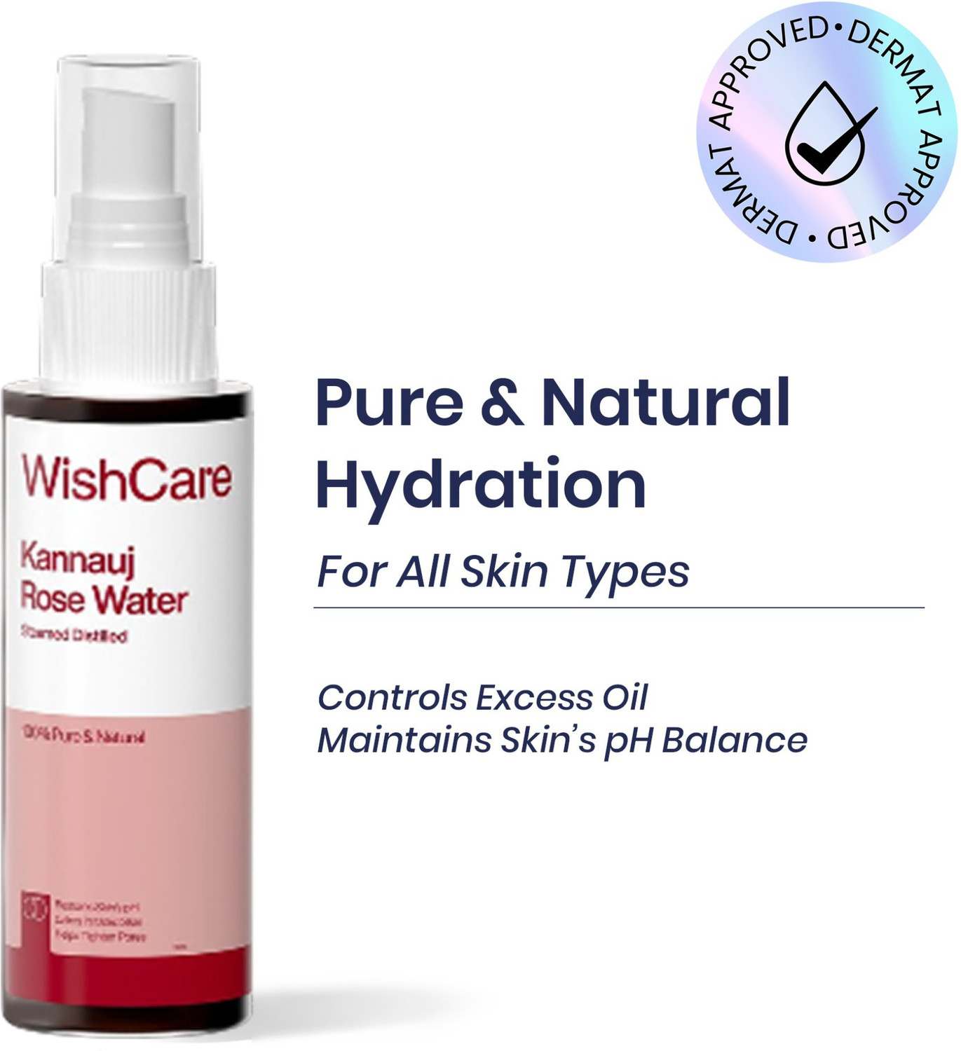 Image of WishCare Pure & Natural Kannauj Rose Water For Skin Face & Hair - Rose Water Spray Toner Men & Women