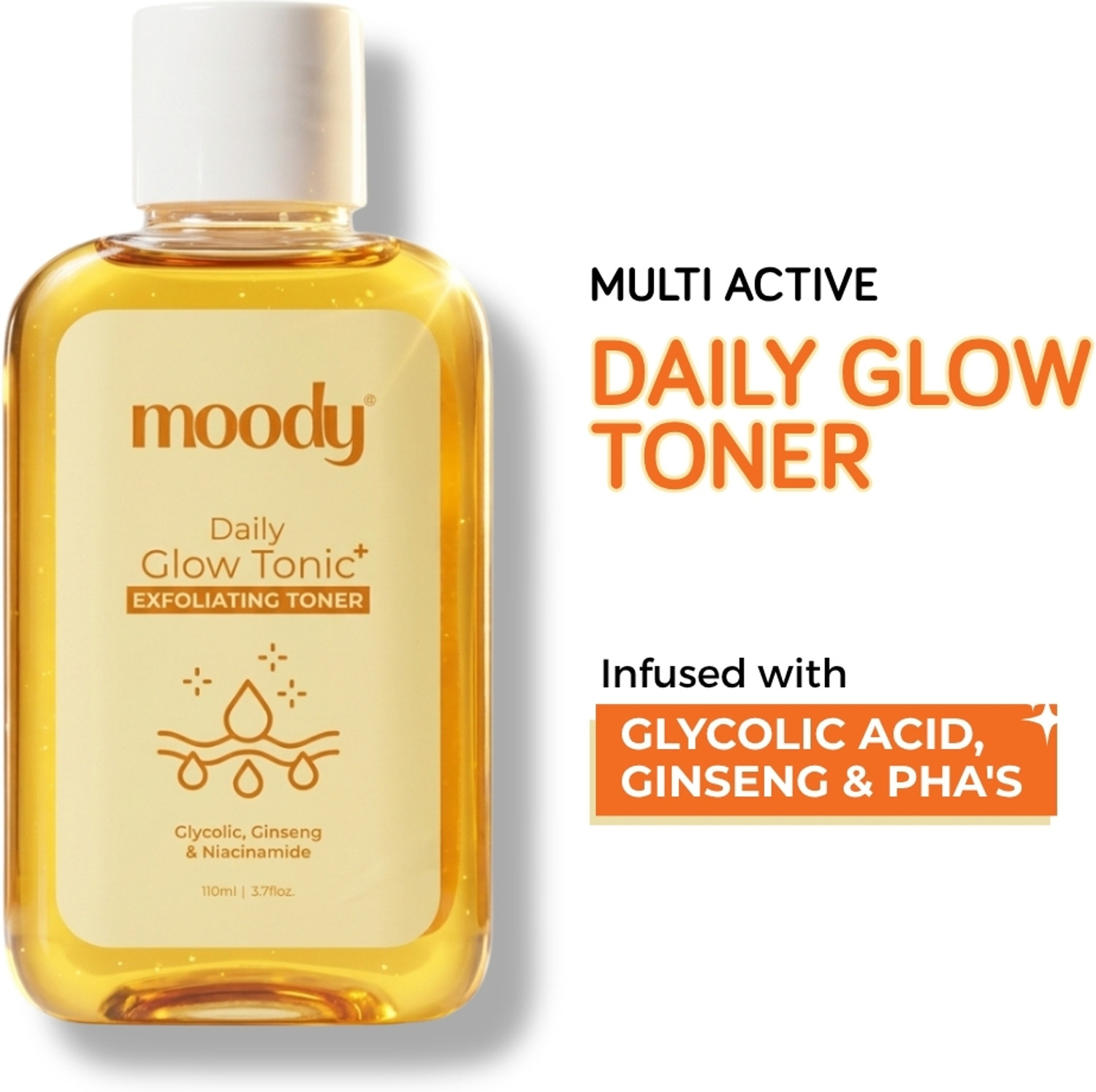 MOODY Daily Glow Tonic Toner with Glycolic & Niacinamide for Bright Skin Men & Women