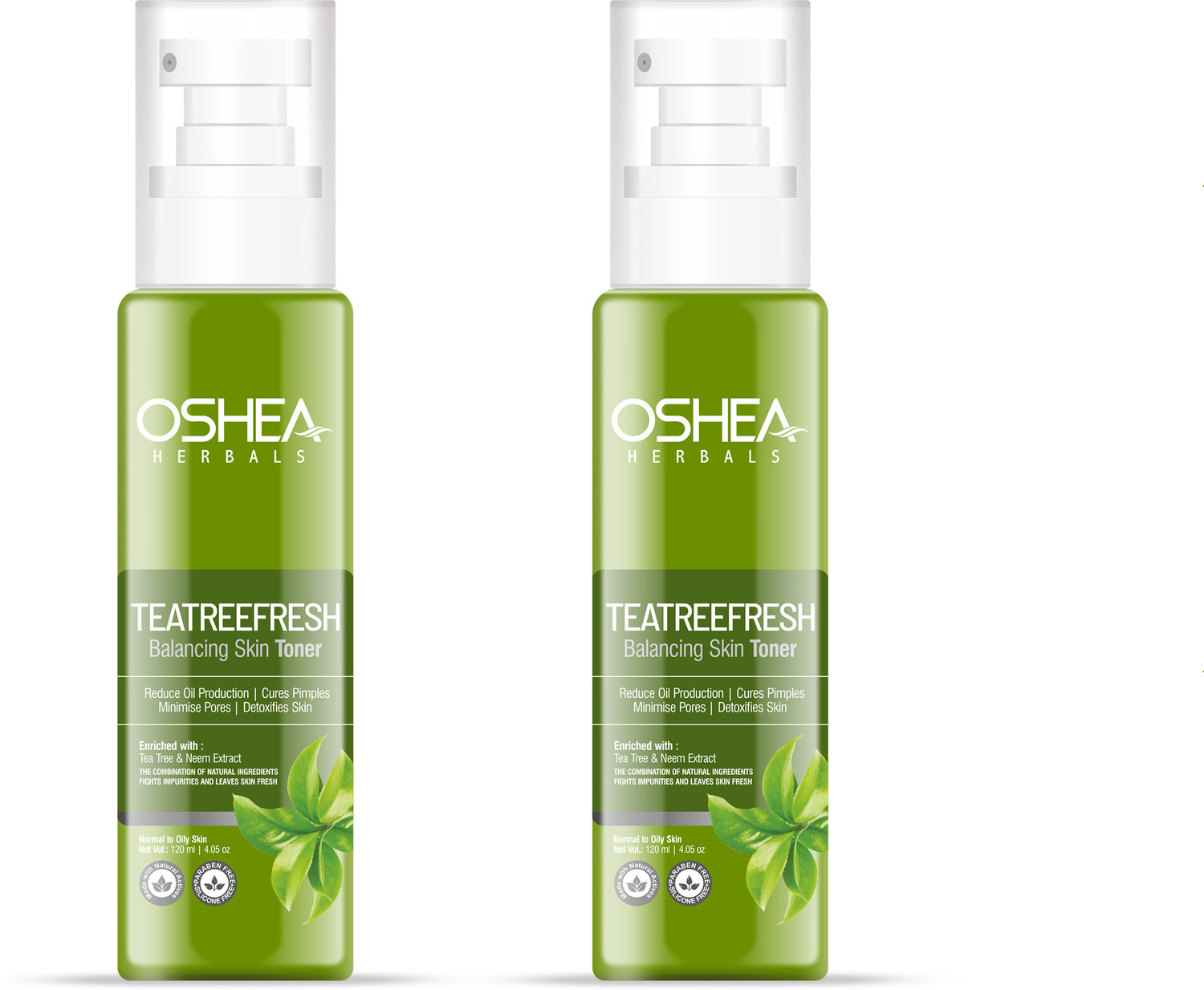 Image of Oshea Herbals Teatree Face Toner Controls Oil, Hydrates & Minimises Pores 120mlx2 Men & Women