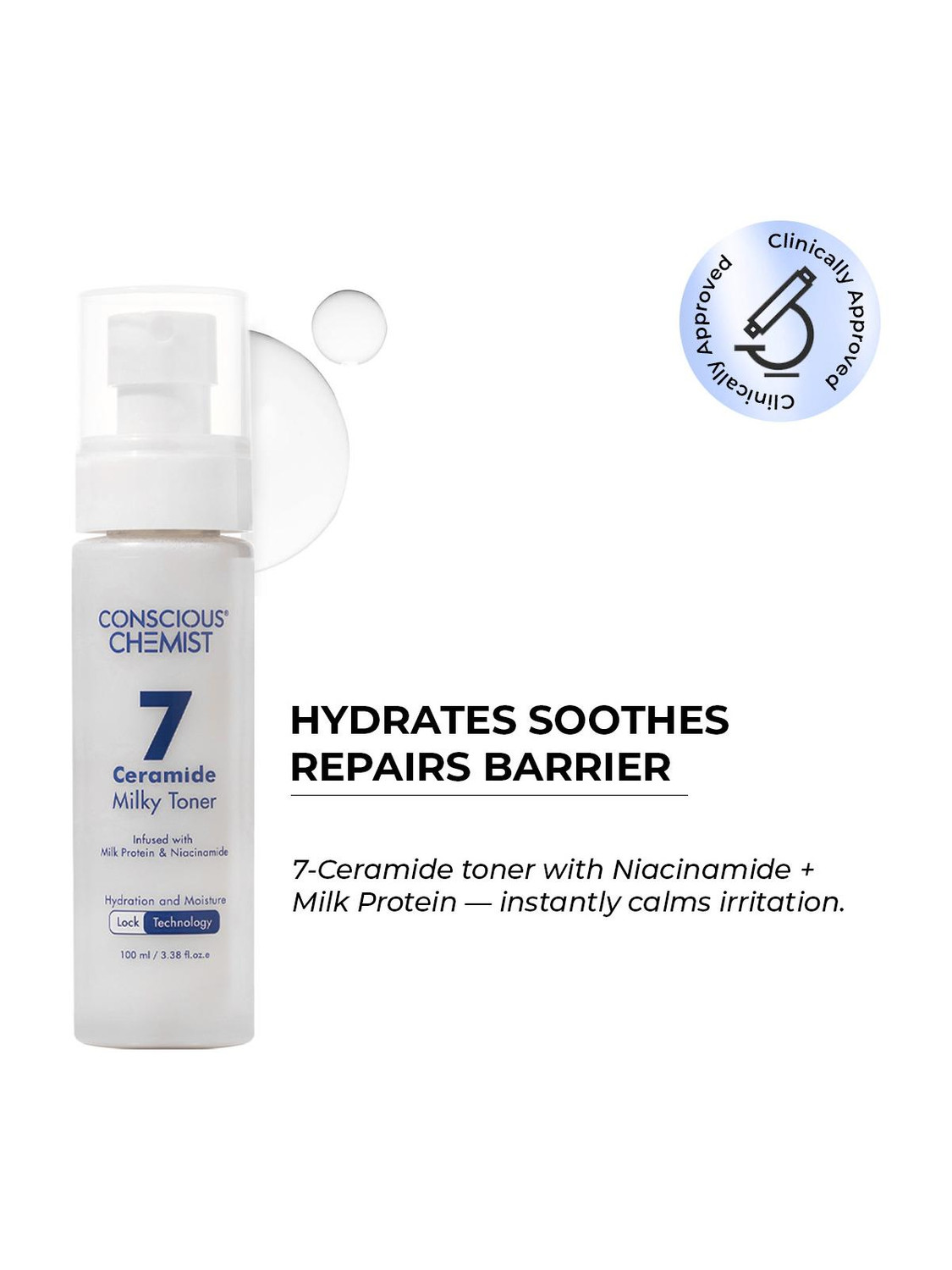 Image of Conscious Chemist Hydrating Milky Face Toner | 7 Ceramide Complex & Niacinamide | For Smooth skin Men & Women