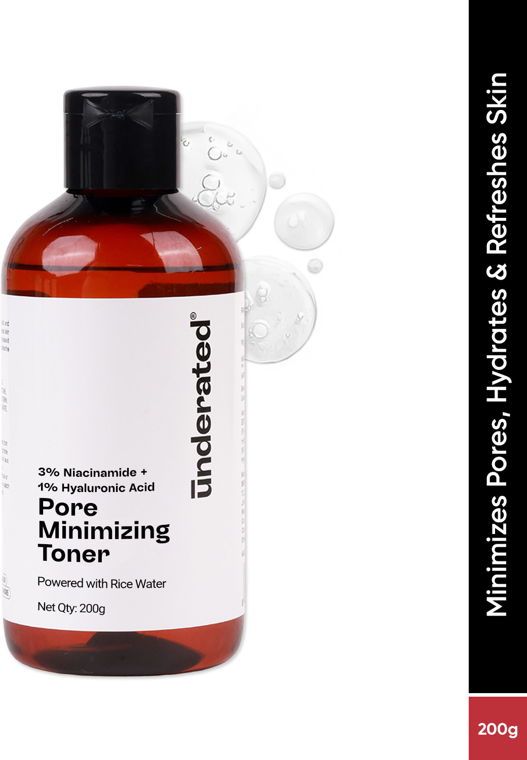 Image of UNDERATED Niacinamide 3% Hyaluronic Acid 1% Pore Minimizing Toner With Rice Water Extract Men & Women