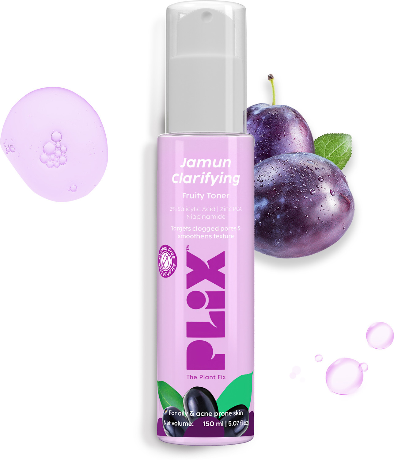 Image of The Plant Fix Plix Jamun Clarifying Fruity Toner Alcohol Free With Niacinamide & Jamun Extract Men & Women