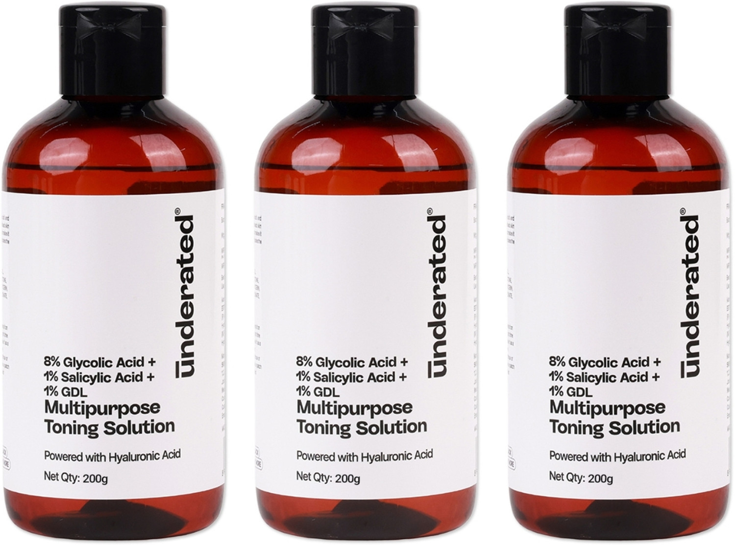 Image of UNDERATED 8% GLYCOLIC ACID + 1% SALICYLIC ACID + 1% GDL MULTIPURPOSE TONING SOLUTION Men & Women