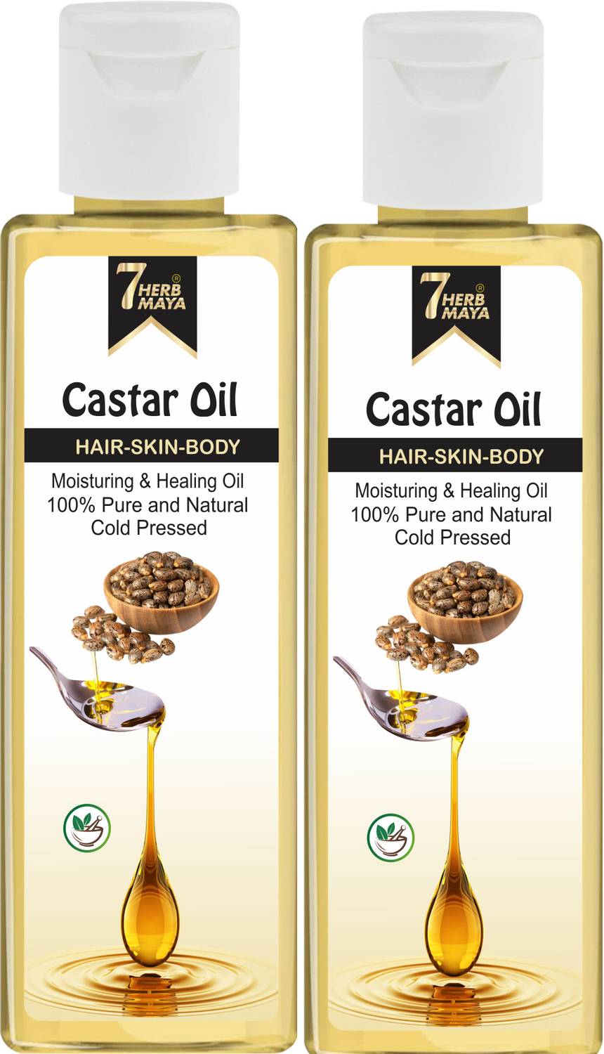 7Herbmaya 100% Pure Castor Oil, Cold Pressed Castor Oil, Support Hair & Skin Care Men & Women