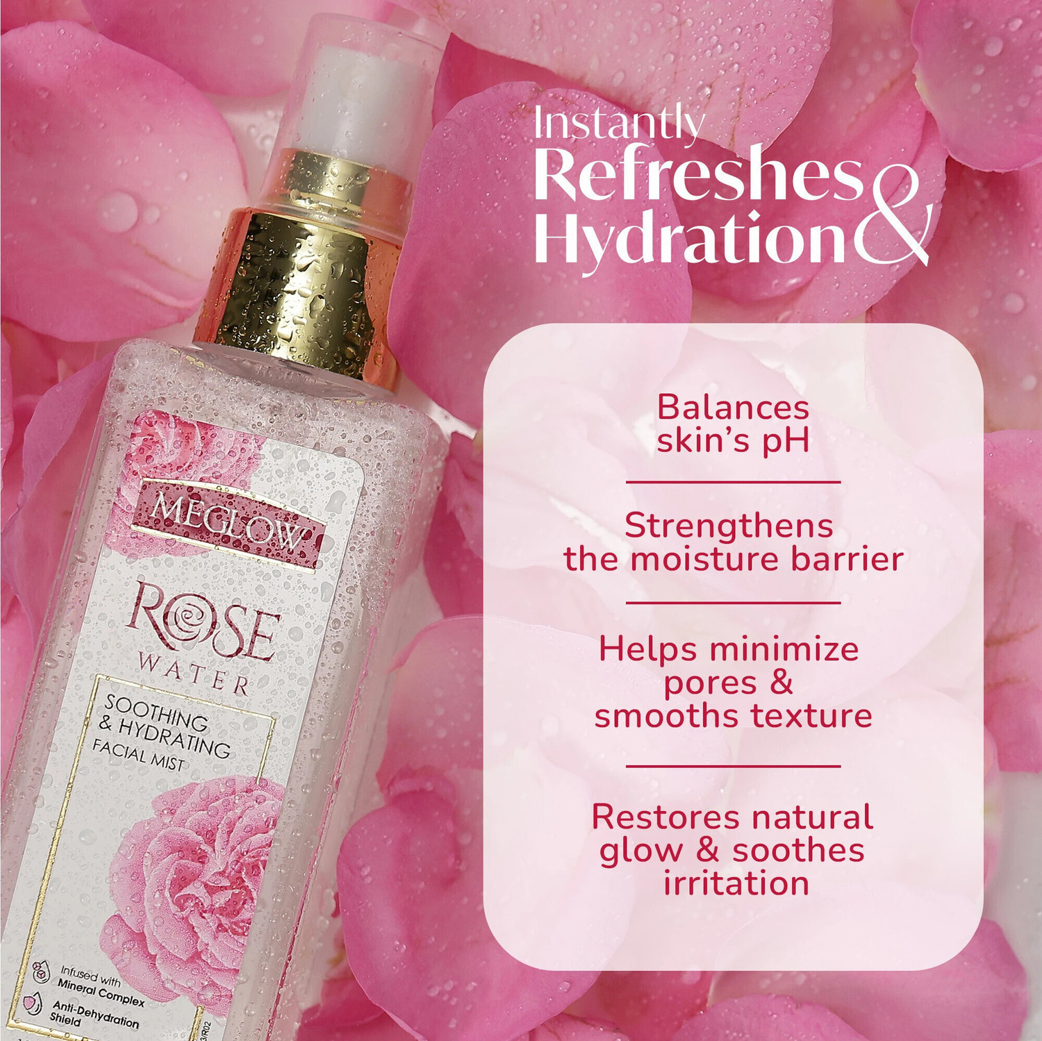 Image of meglow Rose Water Toner Mist Spray | Gulab Jal for Glowing Skin for Men & Women Men & Women
