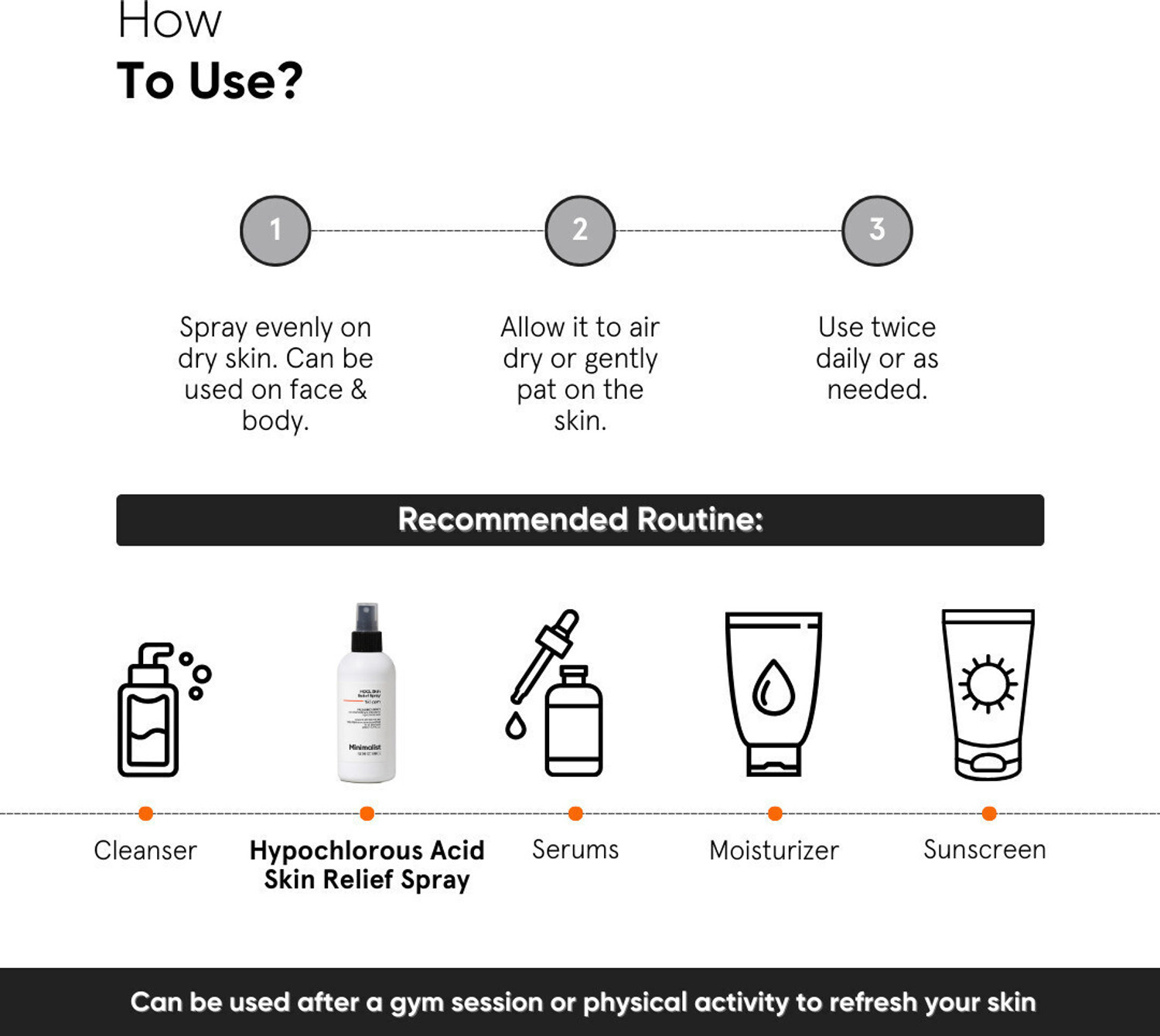 Image of Minimalist HOCl Skin Relief Spray|Relief on Eczema,Redness|Anti-microbial Anti inflammatory Men & Women