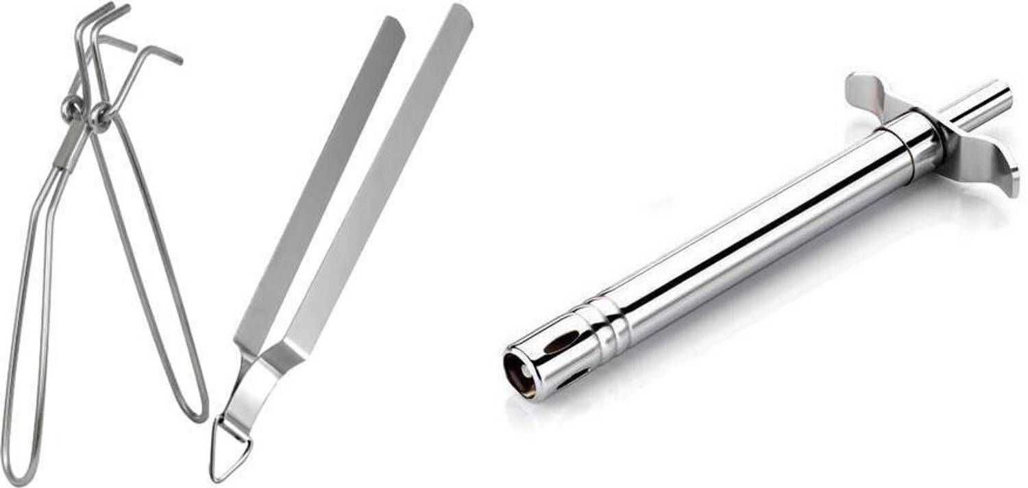 A2SK special lighter chimta pakkad set Steel Pakkad Tong Set with Chapati Roti Chimata for Kitchen Stainless Steel 17 cm Roasting, Utility Tong Set