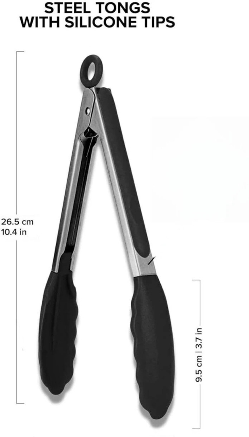 Image of atrmitra Silicone Tong(1 pc) Silicone Kitchen Tongs | Heat Resistant| BBQ, Salad & Serving Tongs 22 cm Serving Tongs