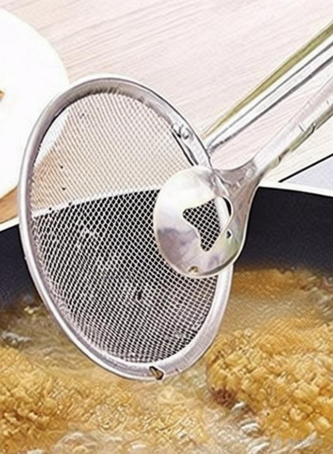 Image of sbaprime Multi-Functional 2 in 1 Fry Tool Filter Spoon Strainer with Clip 10 cm NA Pakkad
