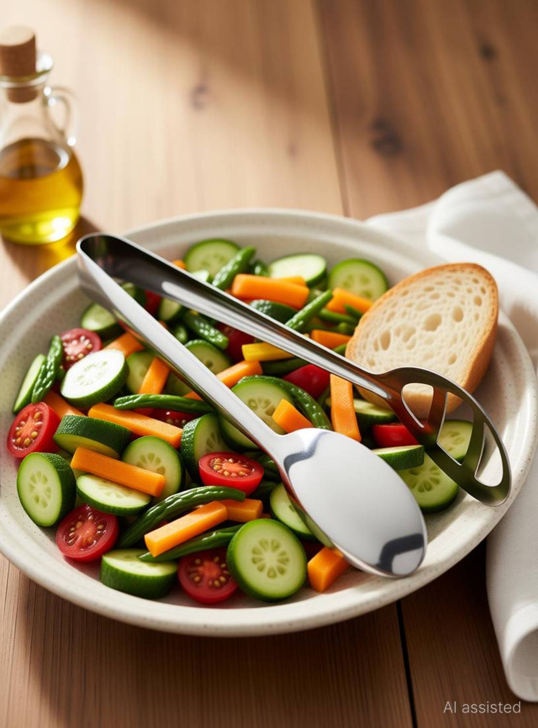 A2SK Stainless Steel Oval Salad 23 cm Pastry, Ice, Sugar, Cake, Pom, Serving, Utility, Steak, Biscuit Tongs