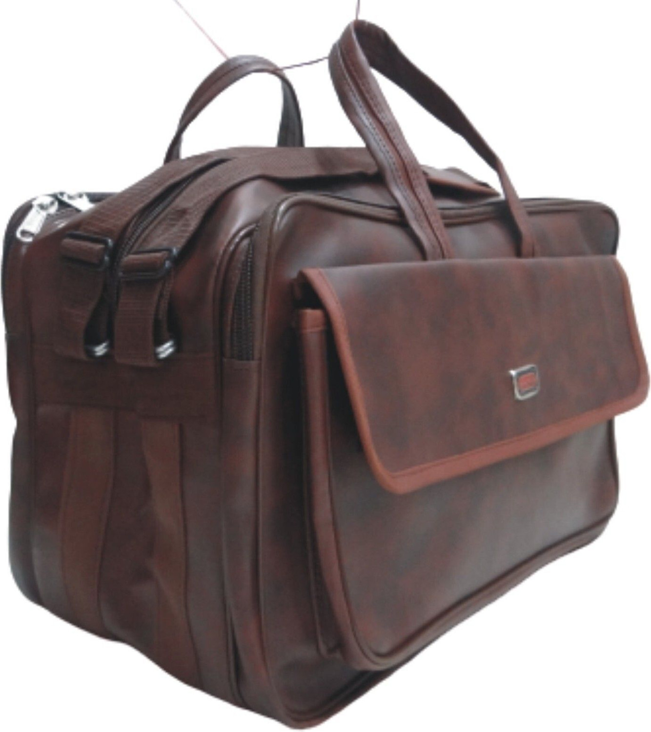 Image of AryaRadha Brown Faux Leather Look 18 inch Tool bag for technician, Formal Office Messenger Briefcase with Adjustable Shoulder Cross Body Sling Strap for Men and Women Leather Tool Bag