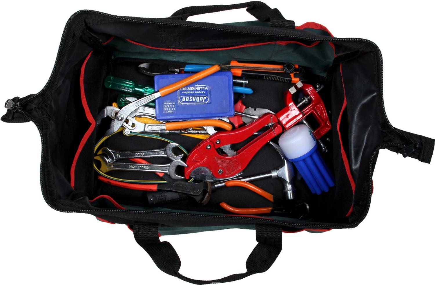 Worldstar front & back two flap green &black tool bag Polyester