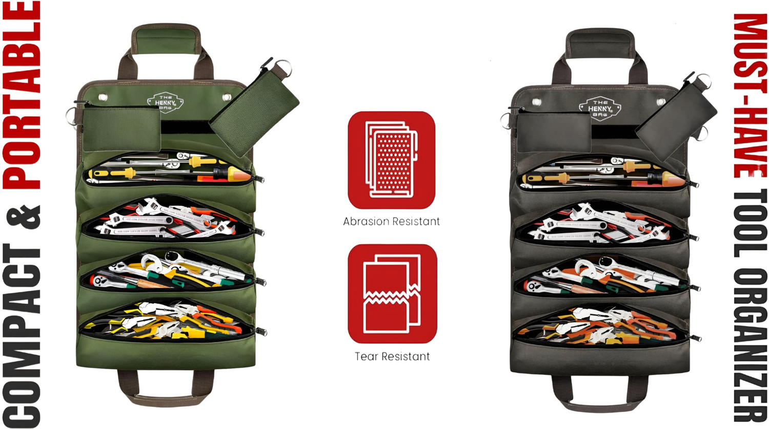 Image of Henny bags Tool Roll Bag, Heavy-Duty Premium Oxford Tool Roll Up Bag Polyester Tool Bag Polyester Tool Bag