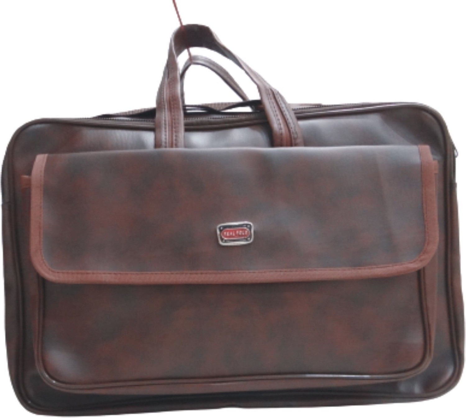 Image of AryaRadha Brown Faux Leather Look 18 inch Tool bag for technician, Formal Office Messenger Briefcase with Adjustable Shoulder Cross Body Sling Strap for Men and Women Leather Tool Bag