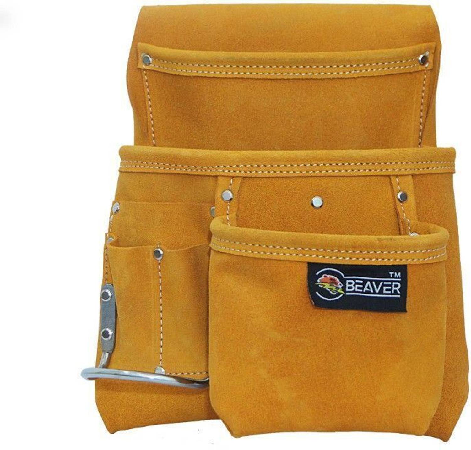 Beaver BTP111 Heavy-Duty Suede Leather Tool Pouch with metal hammer holder Tool Belt