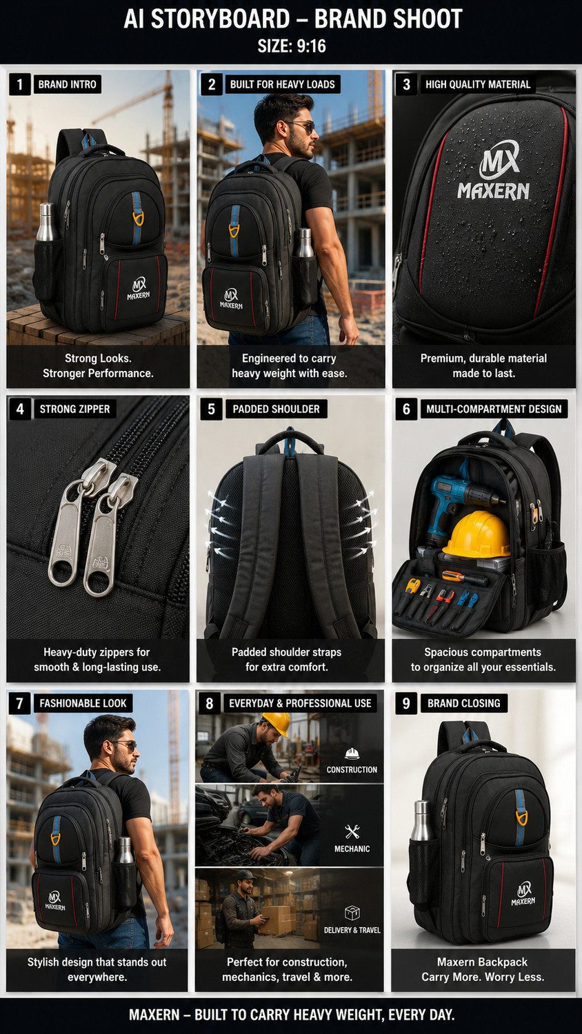 Image of Mexern ProTool Multi-Compartment Heavy Duty Tool Bag Polyester Tool Bag
