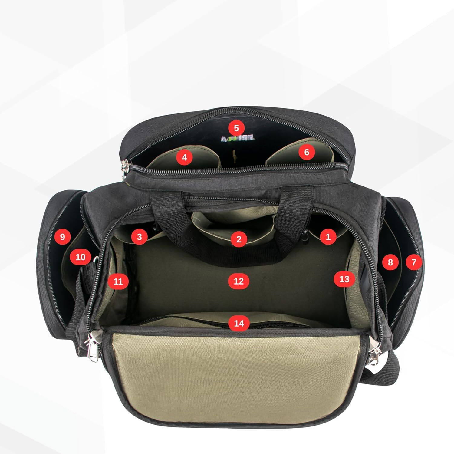 Image of Worldstar Tool Bag, Professional Electrician Storage Bag, 24x48x21 cm, Black, Heavy Duty Polyester Tool Bag