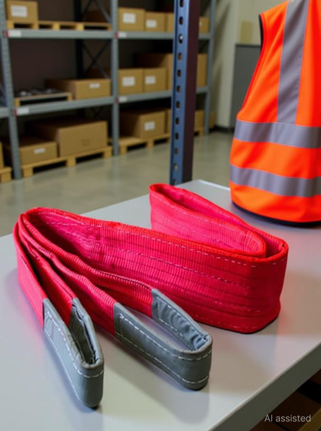 Image of Conclood India Polyester webbing sling lifting belt 5 ton 3 mtr (Red color) Tool Belt