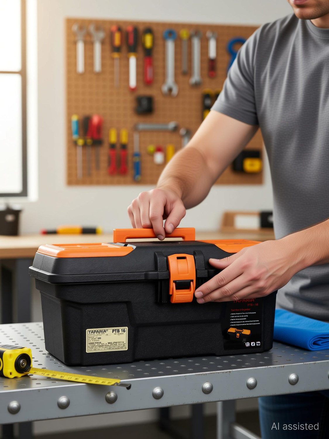 Image of TAPARIA PTB16 Compact Tool Box with Organizer Professional Tool Box with Tray