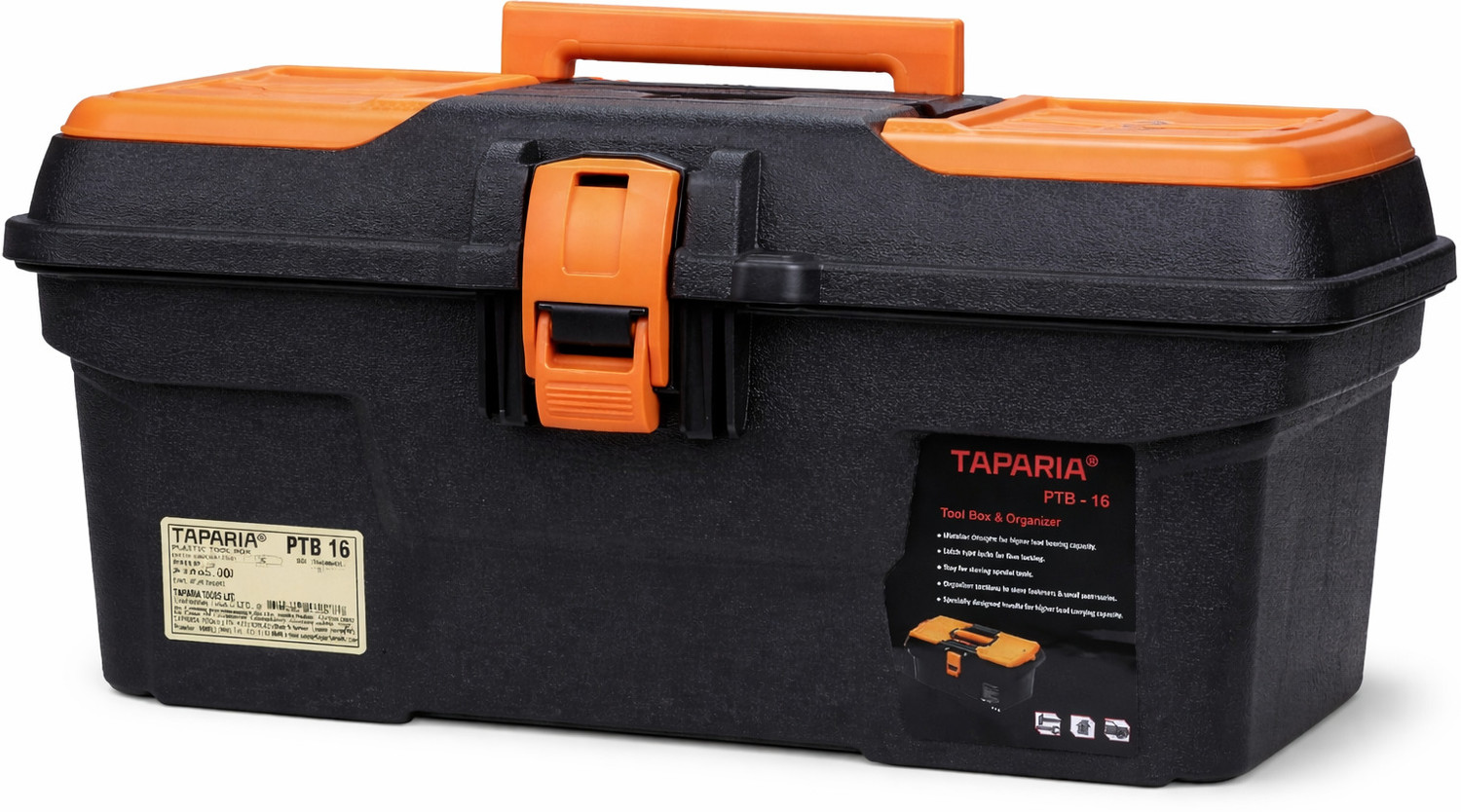 Image of TAPARIA PTB16 Compact Tool Box with Organizer Professional Tool Box with Tray
