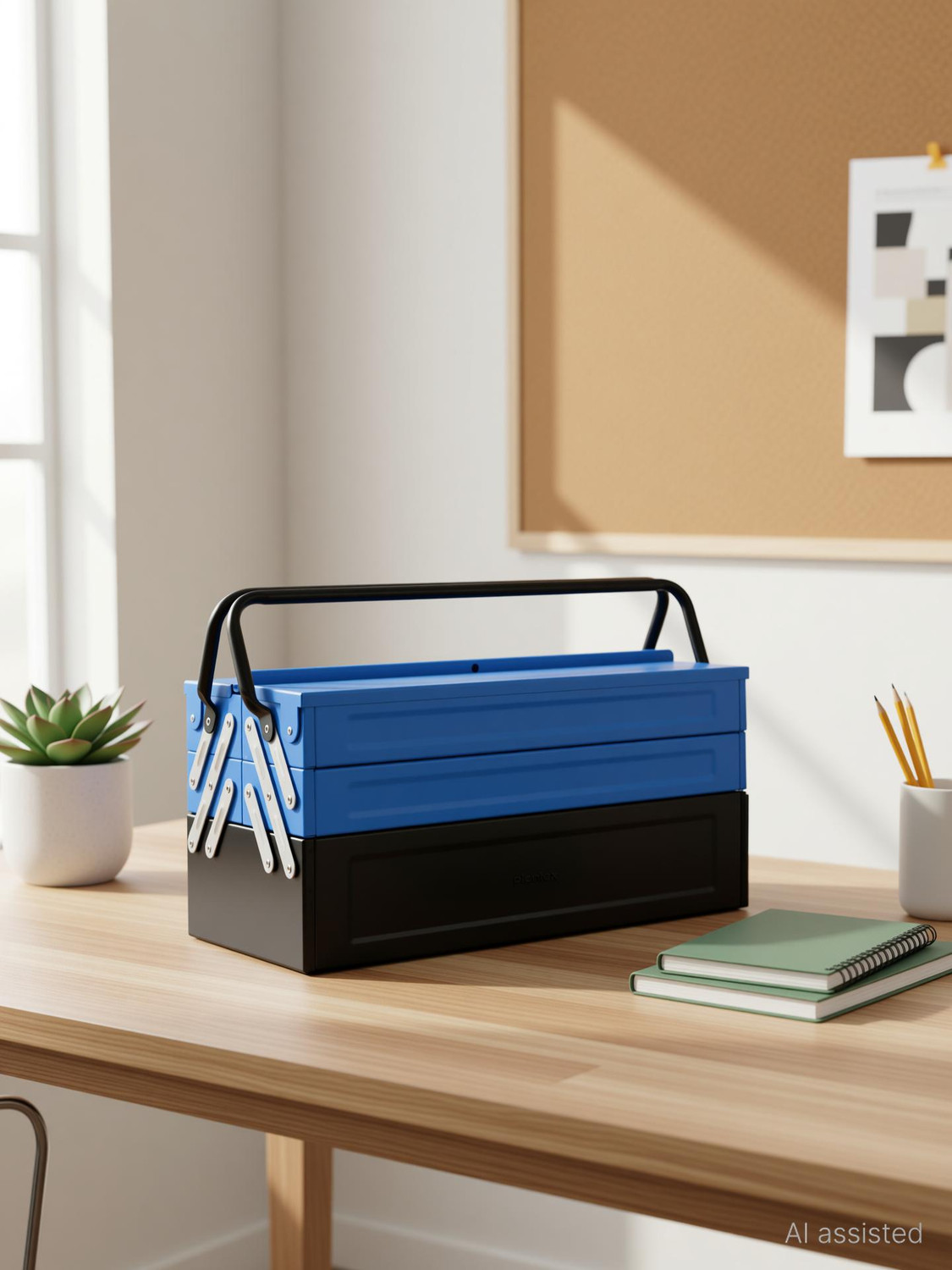 Image of Plantex Metal Tool Kit Box for Tools for Home and Garage Without Tools - 5 Compartment Tool Organizer /Tool Box Empty /Tool Box for Home Use - Tool Box