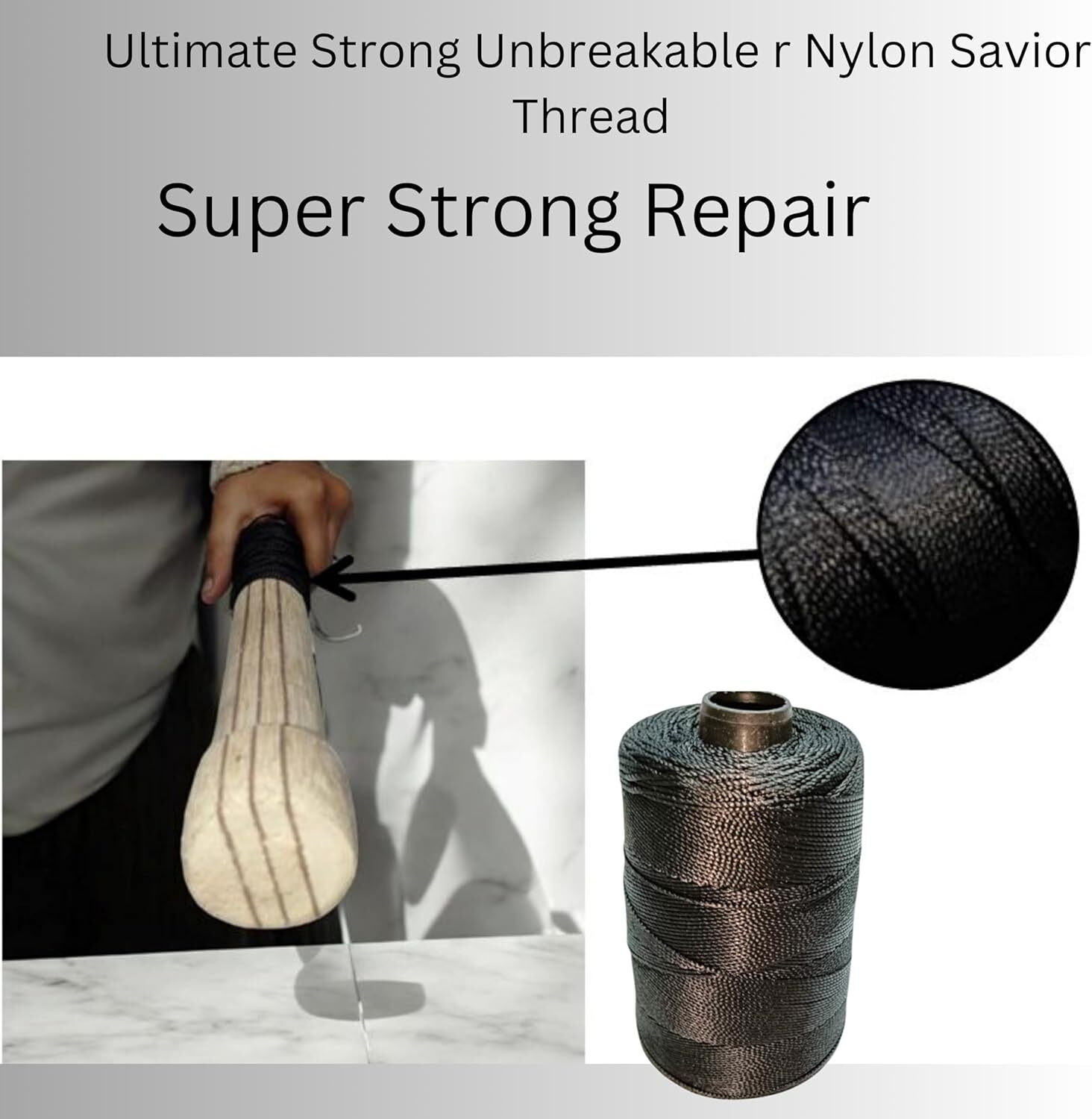 Image of REINDEER Cricket Bat Handle Nylon Black Thread for Bat Protection Cricket Cricket Bat thread