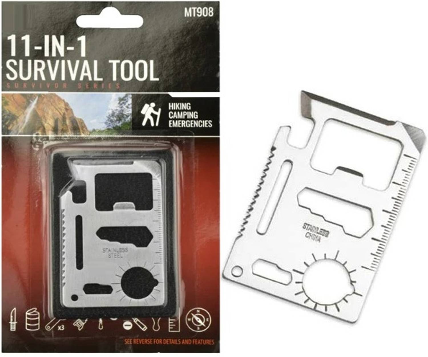 ASTOUND Credit Card Size Pocket Tool Stainless Steel Multitool Camping & Hiking Camping Tool Kit