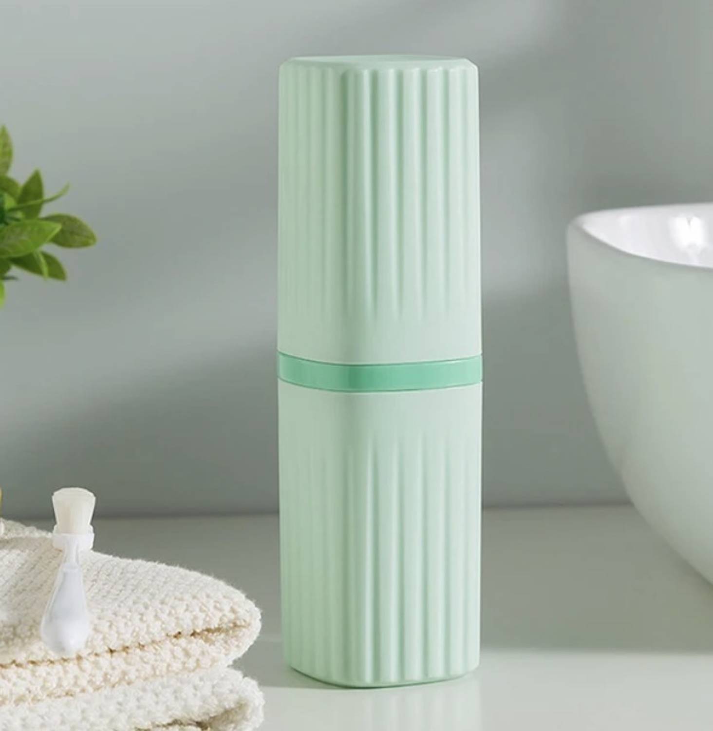 ALWAFLI Portable Toothpaste Holder bathroom Travel Container with Cup for Camping Trip Toothbrush Case
