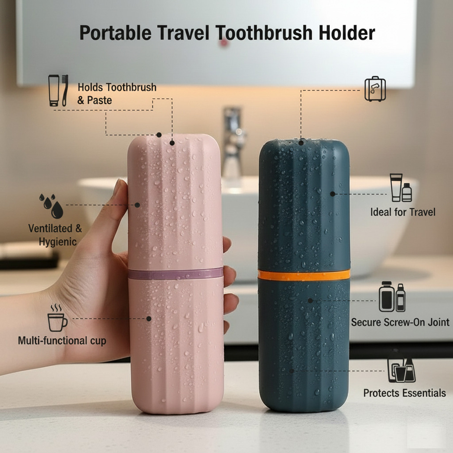 Image of Zenzone Toothpaste Holder Bathroom |Oral Care Accessories Stand |Travel & Home Organizer Plastic Toothbrush Holder
