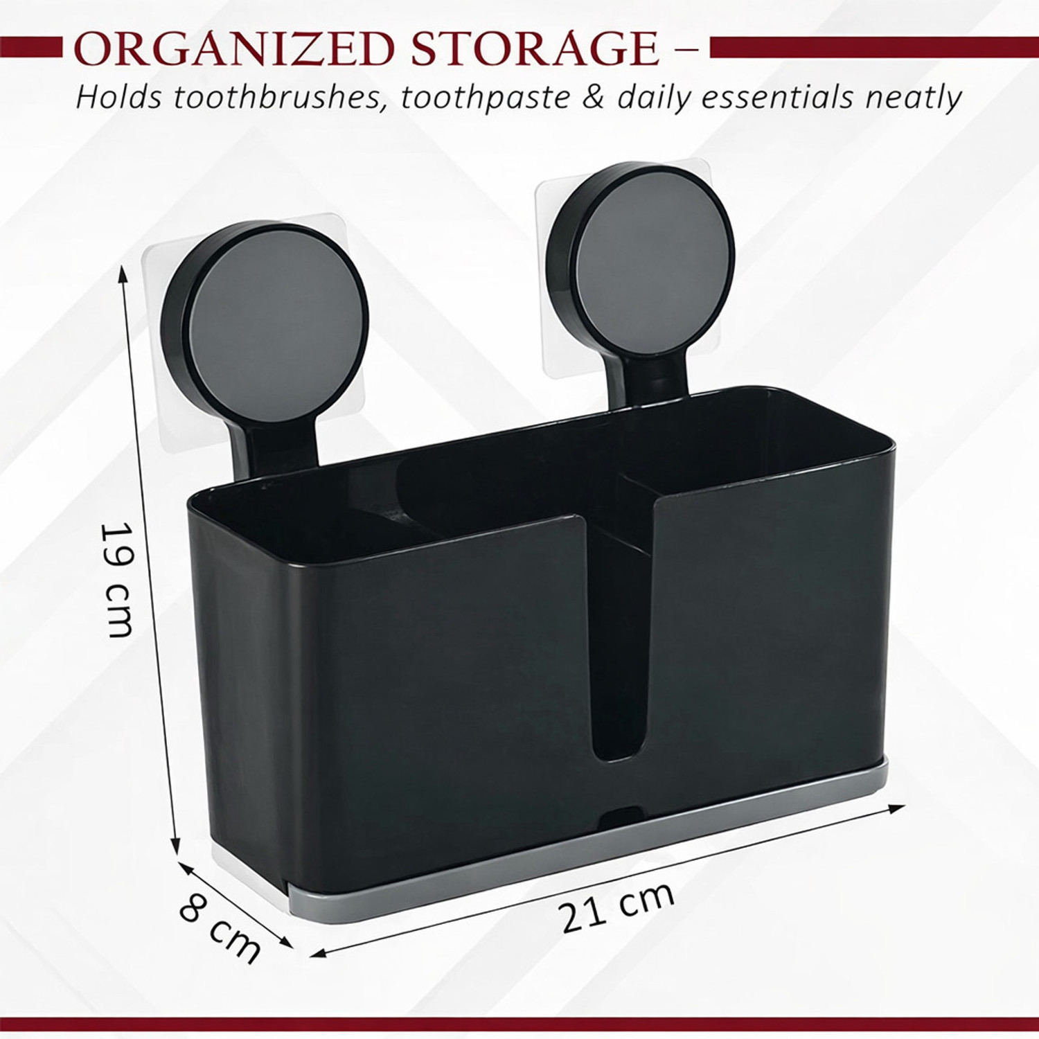 Image of QXORE No Drilling Storage Self Adhesive Toothbrush Holder for Multi-Use Plastic Toothbrush Holder