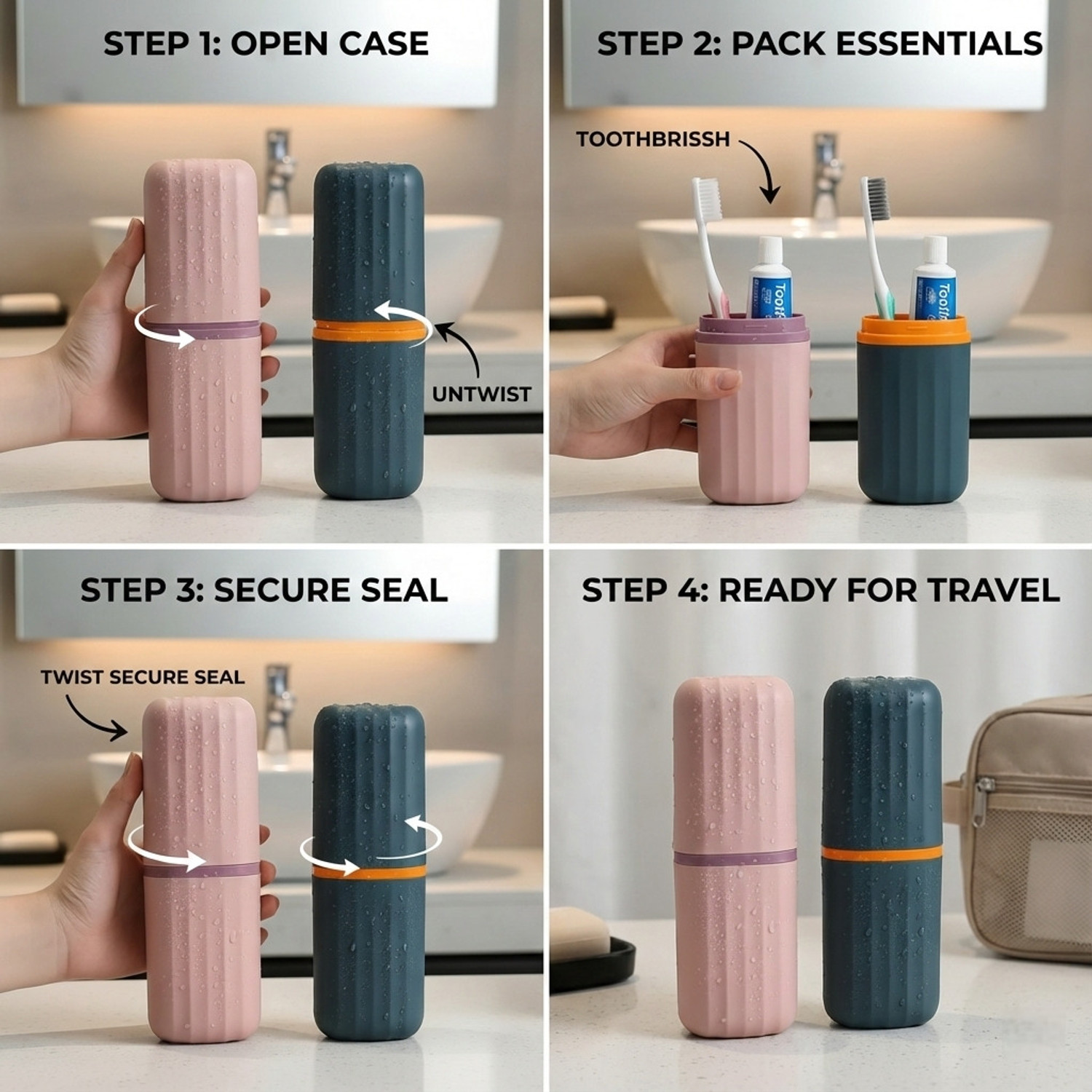 Image of Zenzone Toothpaste Holder Bathroom |Oral Care Accessories Stand |Travel & Home Organizer Plastic Toothbrush Holder
