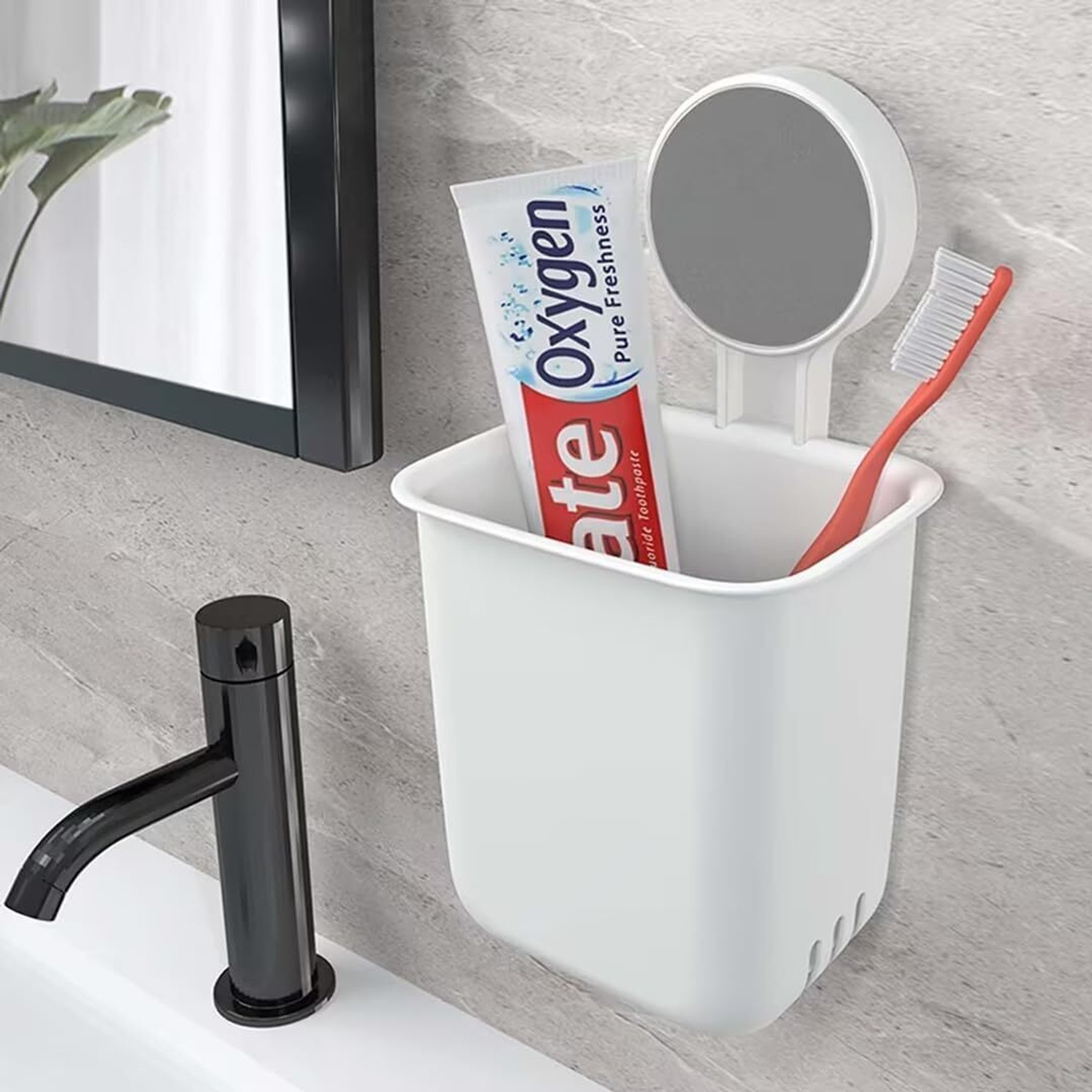 Image of Mataiva Toothbrush Holder For Bathroom, Easy Wall Mount Magic Sticker Self Adhesive Plastic Toothbrush Holder
