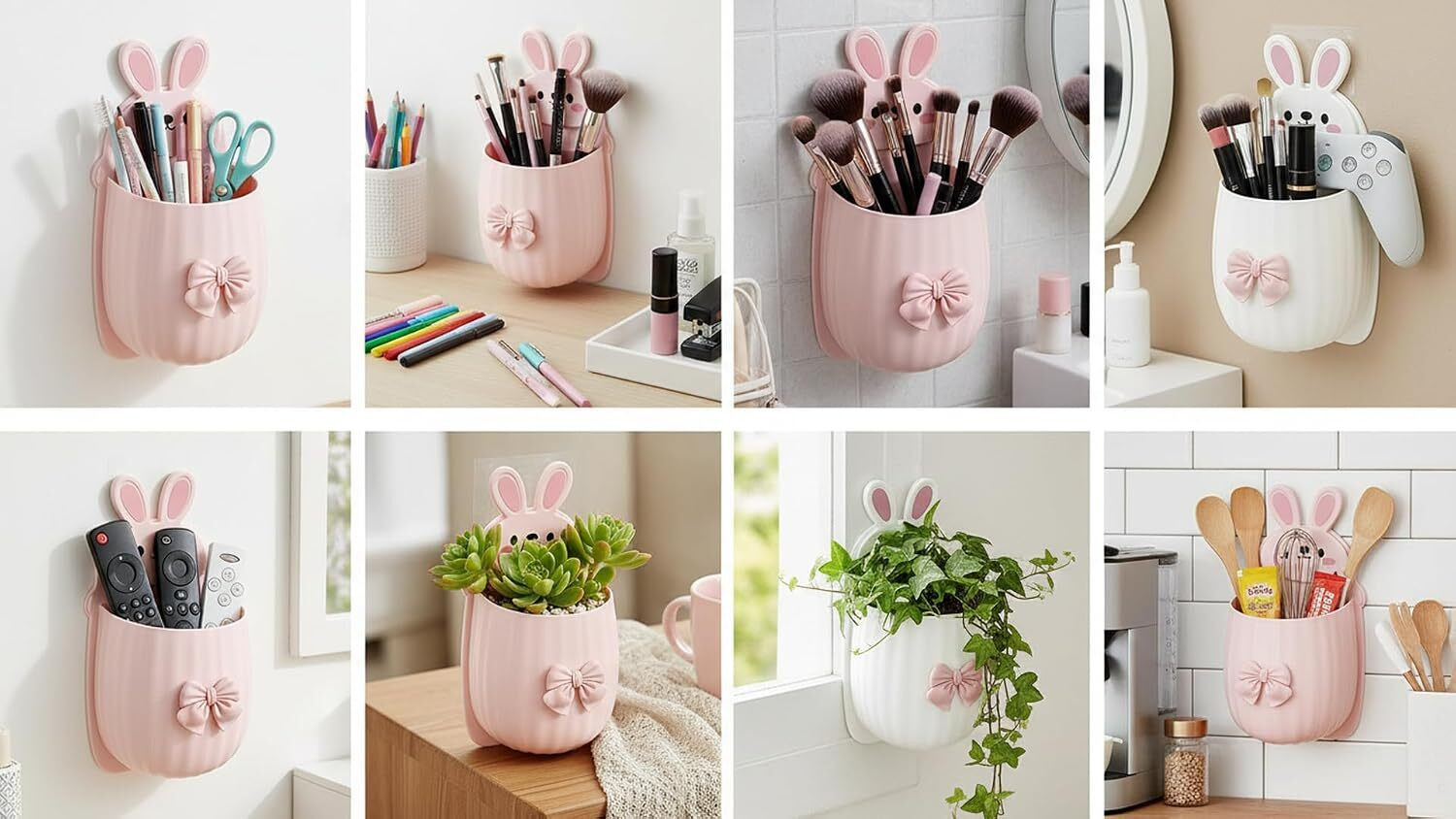 Image of Bowoze (Pack of 2)Cute Rabbit Toothbrush Holder /Brush Stand /Pen Holder /Kitchen /Bedroom Plastic Toothbrush Holder