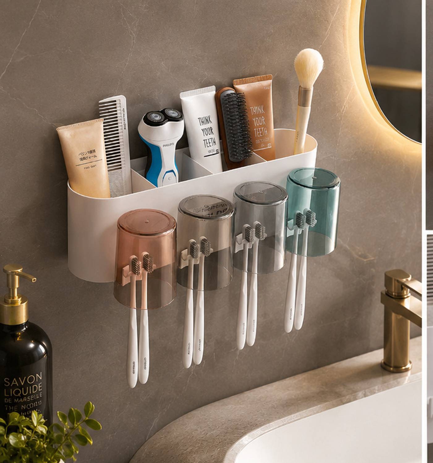Alturas Self-Adhesive Toothbrush Holder Wall Mounted, Tooth Brushes Holder for Bathroom Plastic Toothbrush Holder