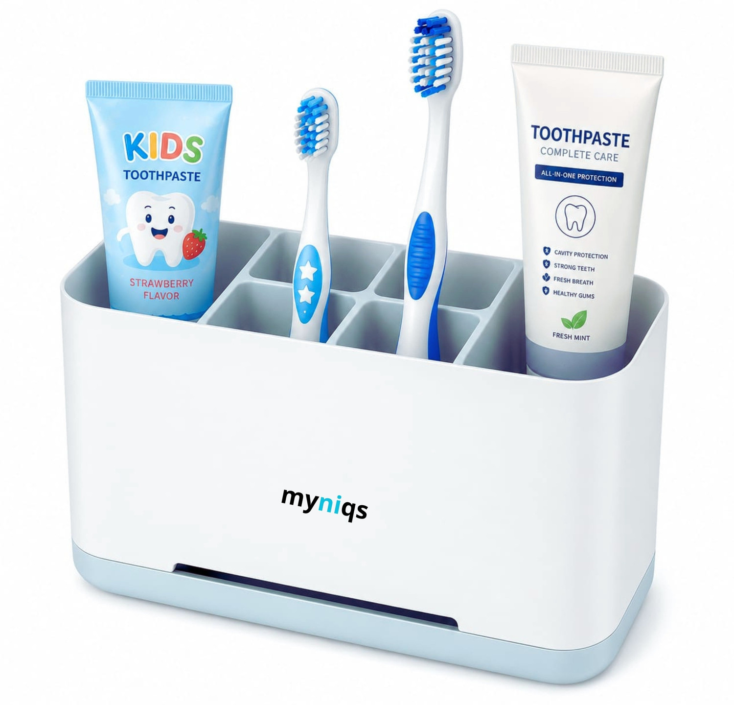 Image of myniqs Toothbrush Holder for Bathroom | Multipurpose Toothbrush case | Toothbrush Caddy Plastic Toothbrush Holder (Blue)