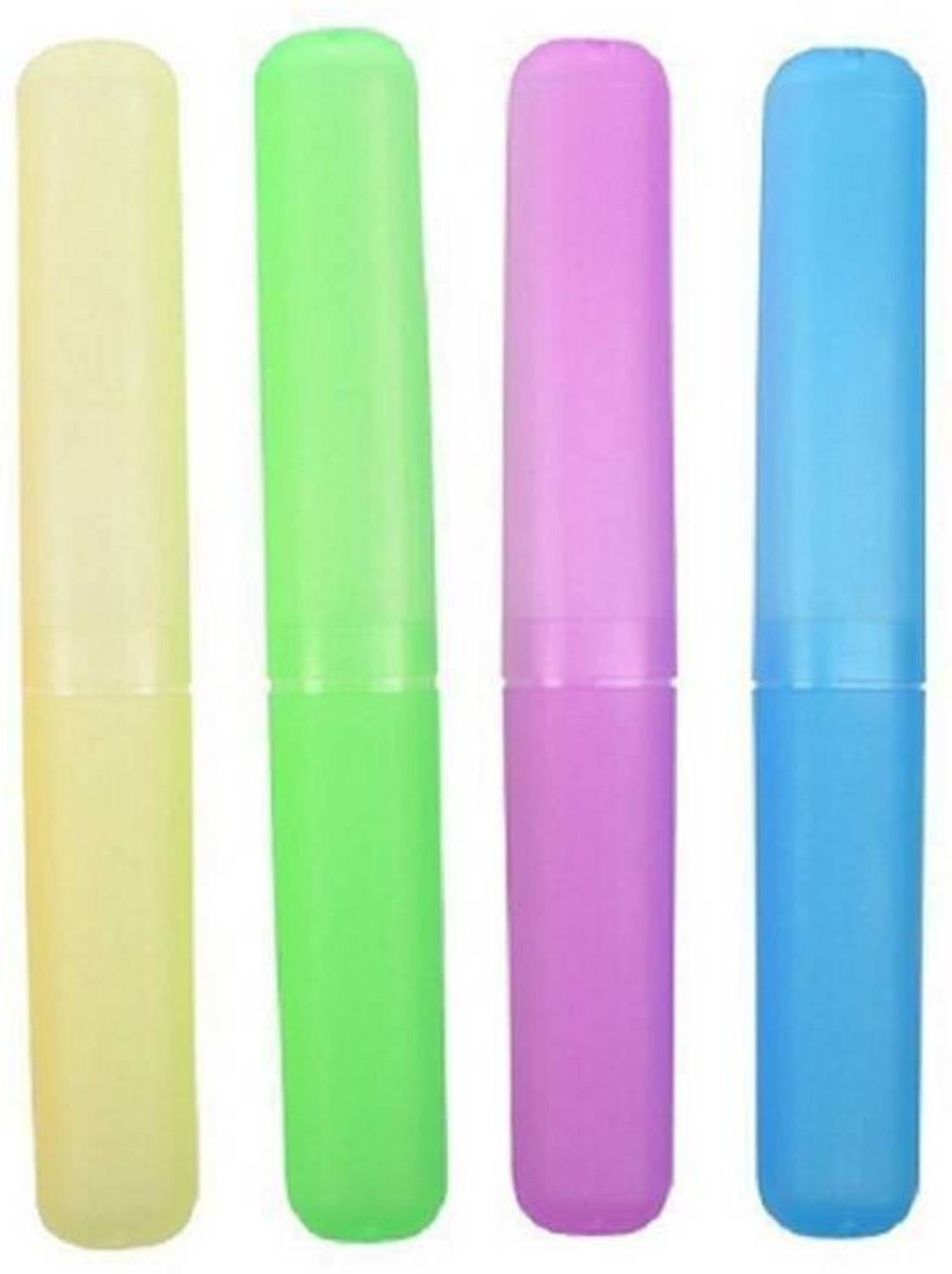 AADYA Bathroom Tooth Brush Cover Holder Tube Cap Cover Protect Case Box Toothbrush (Pack of 4, Multi Color) Plastic Toothbrush Holder