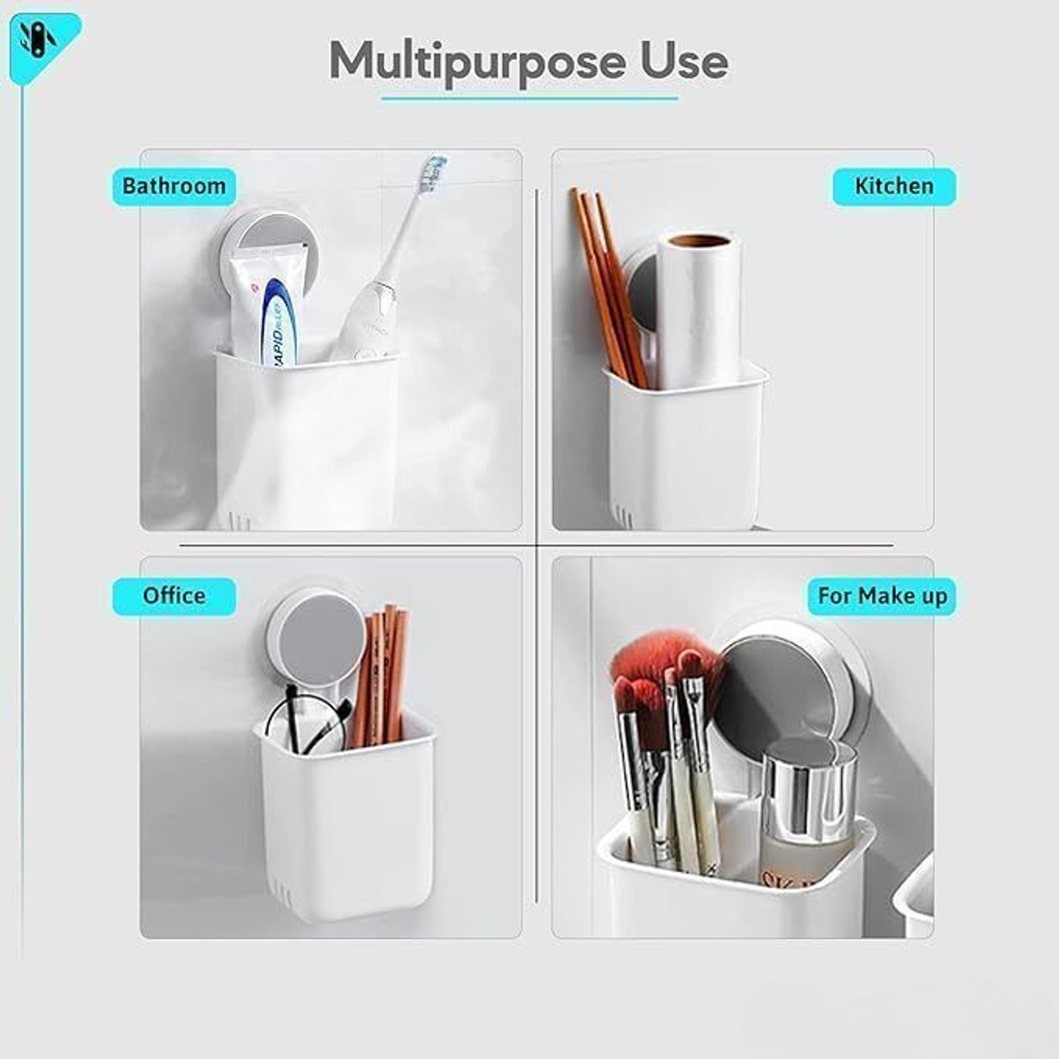 Image of Mataiva Toothbrush Holder For Bathroom, Easy Wall Mount Self Adhesive Organizer Plastic Toothbrush Holder