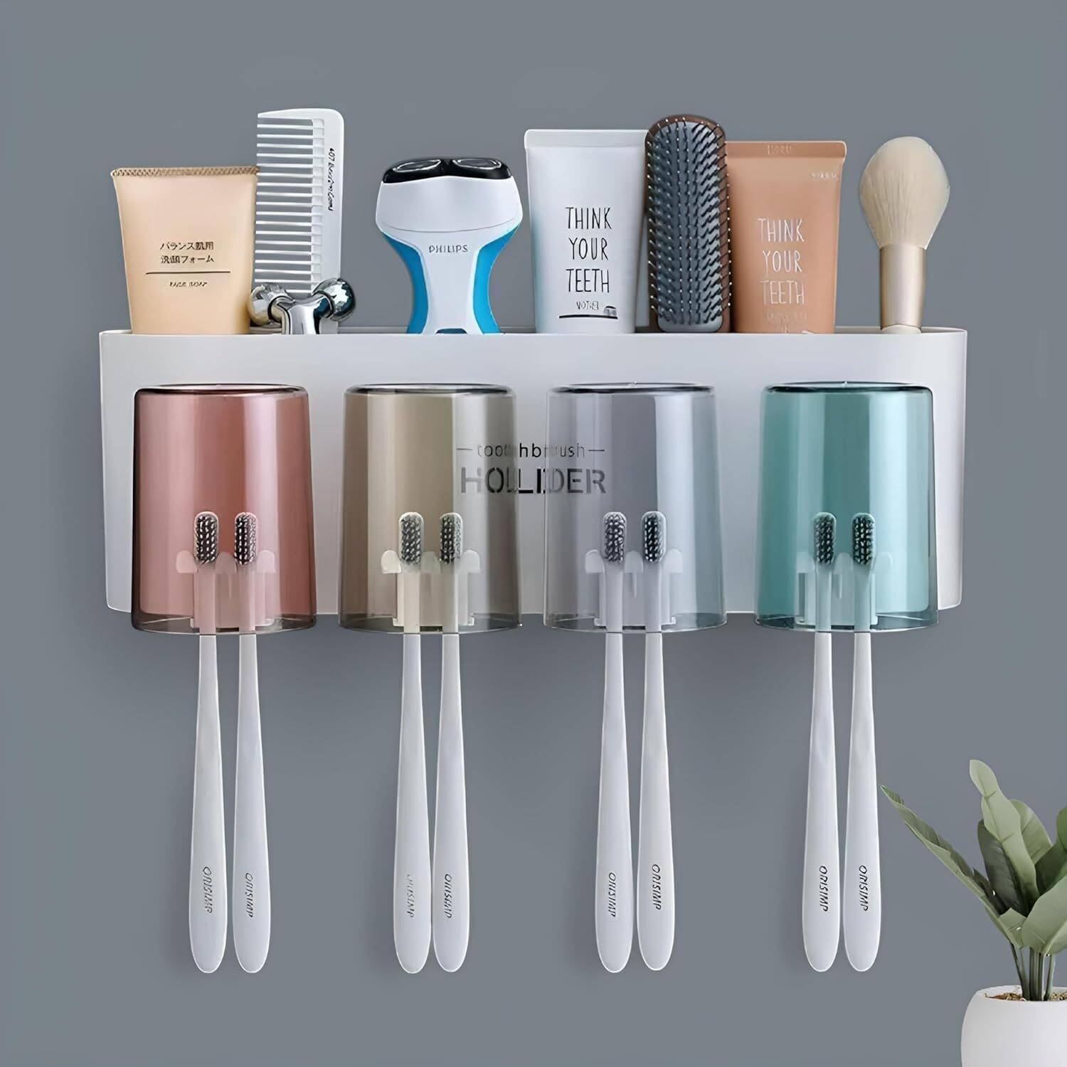 Bowoze Toothbrush Holder for Bathroom, Brush Holder For Bathroom Wall Mounted Plastic Plastic Toothbrush Holder