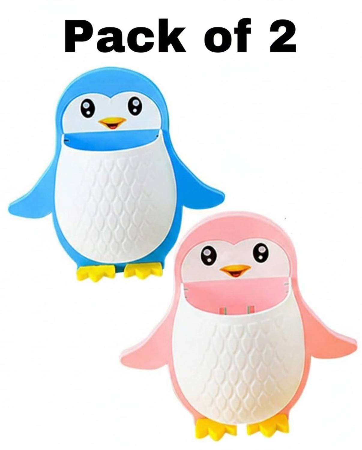 ARANKA Pack of 2 Penguin Toothbrush Holder/Brush Stand/Pen Holder/Kitchen/Bedroom Plastic Toothbrush Holder
