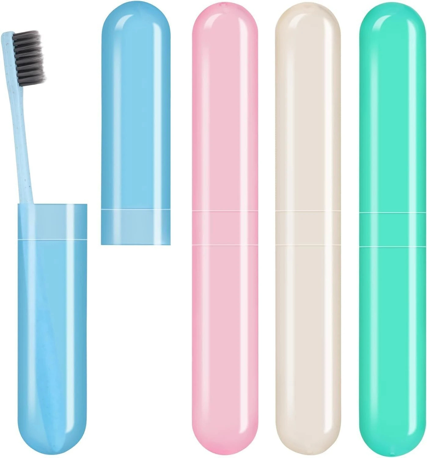 Image of PARAM DHYEY Toothbrush Container Tooth Brush Caps,Capsule for Storage and Travel Plastic Toothbrush Holder