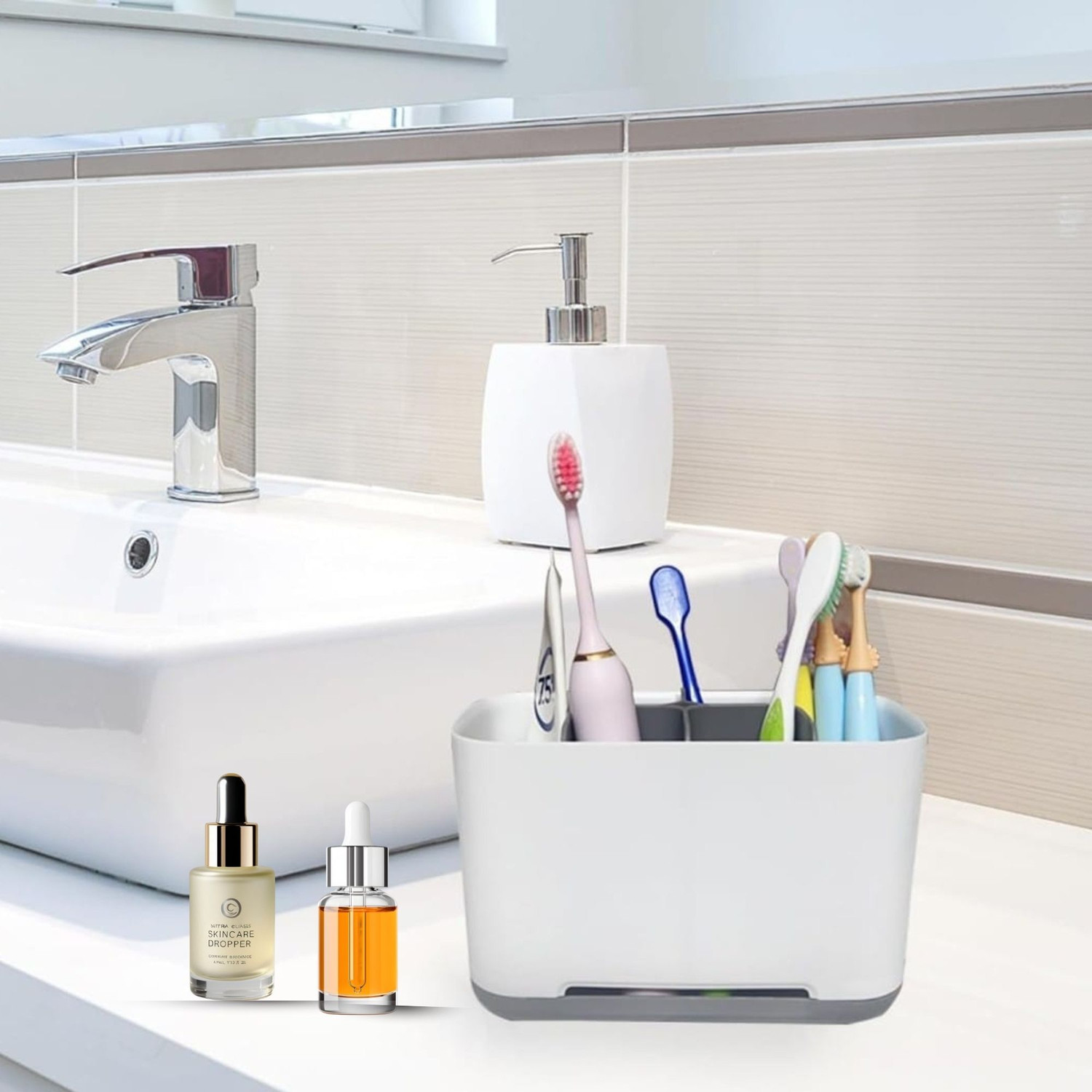 Image of myniqs Toothbrush Holder for Bathroom | Multipurpose Toothbrush case | Toothbrush Caddy Plastic Toothbrush Holder (Blue)